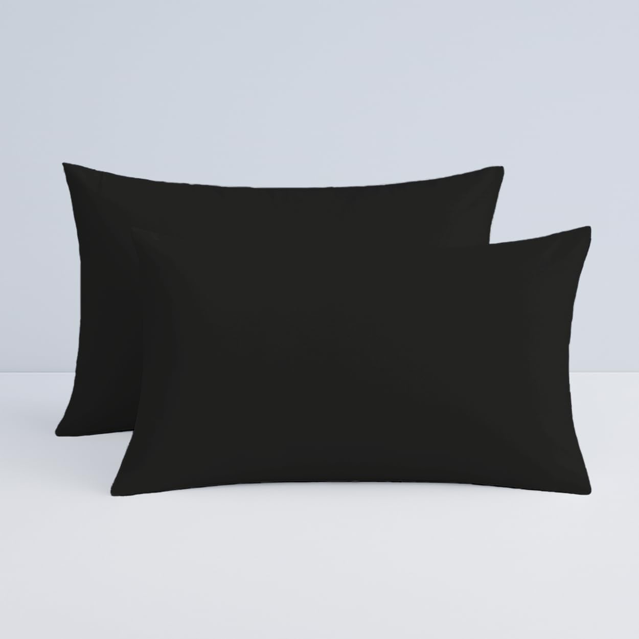Pillow Cases pack of 2 Black Pillow Covers 50X75CM Hotel Quality Poly Cotton