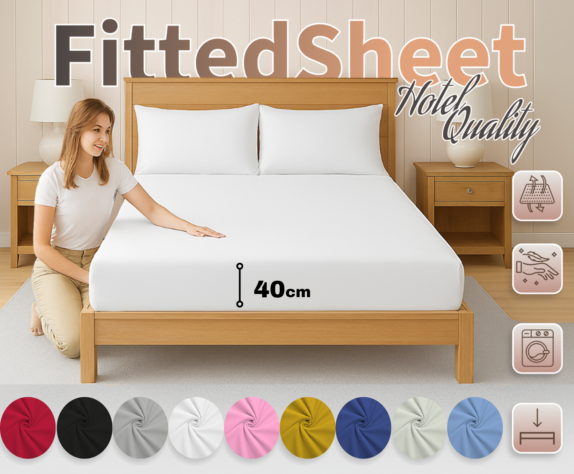 Extra Deep Fitted Sheets 40CM