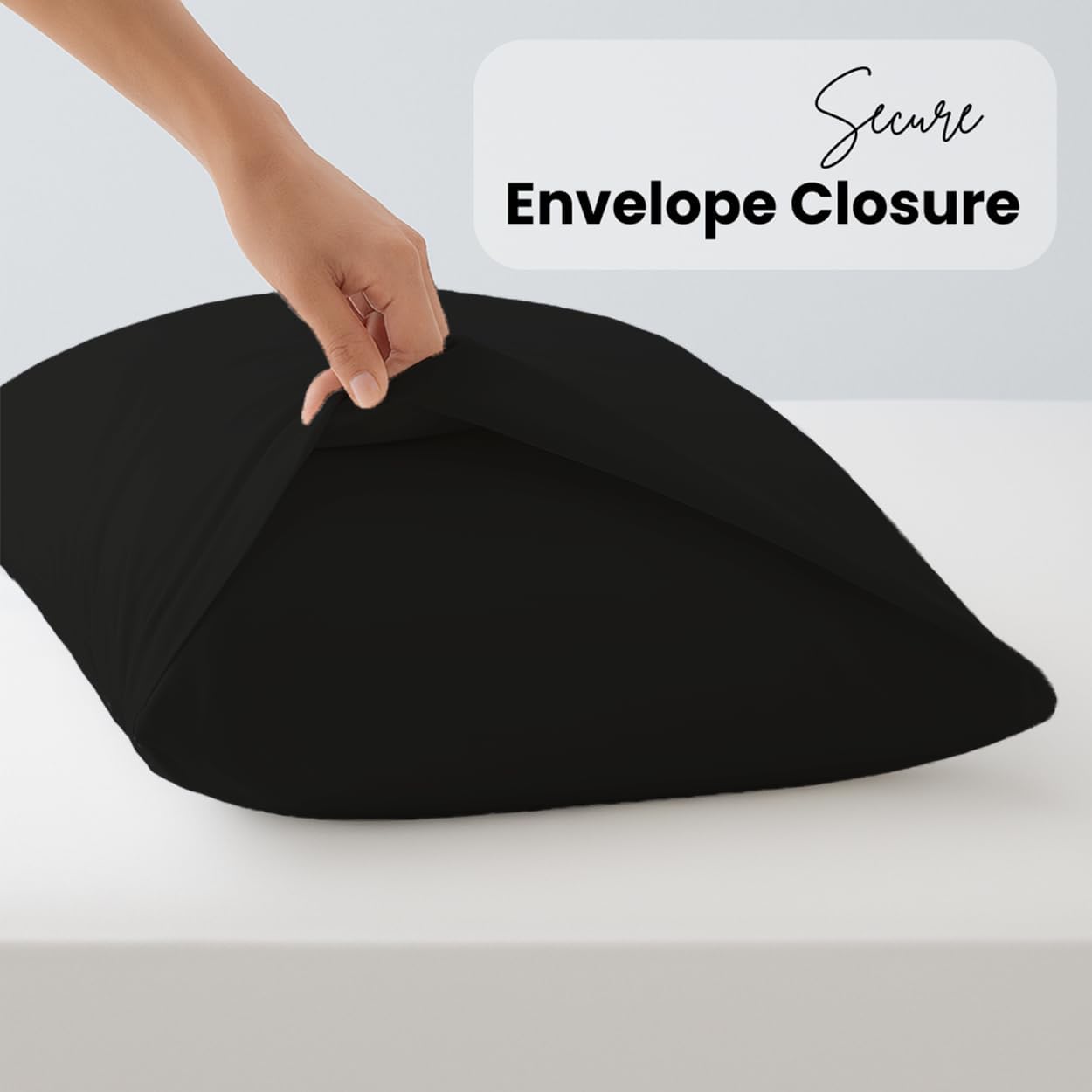 Pillow Cases pack of 2 Black Pillow Covers 50X75CM Hotel Quality Poly Cotton