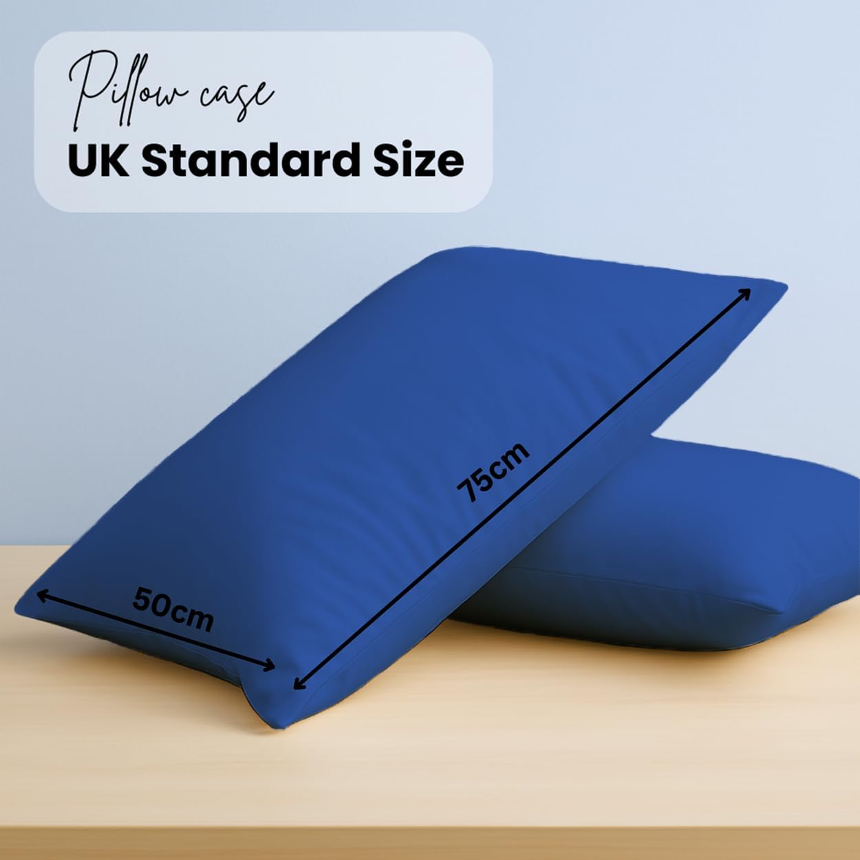 Pillow Cases pack of 2 Black Pillow Covers 50X75CM Hotel Quality Poly Cotton