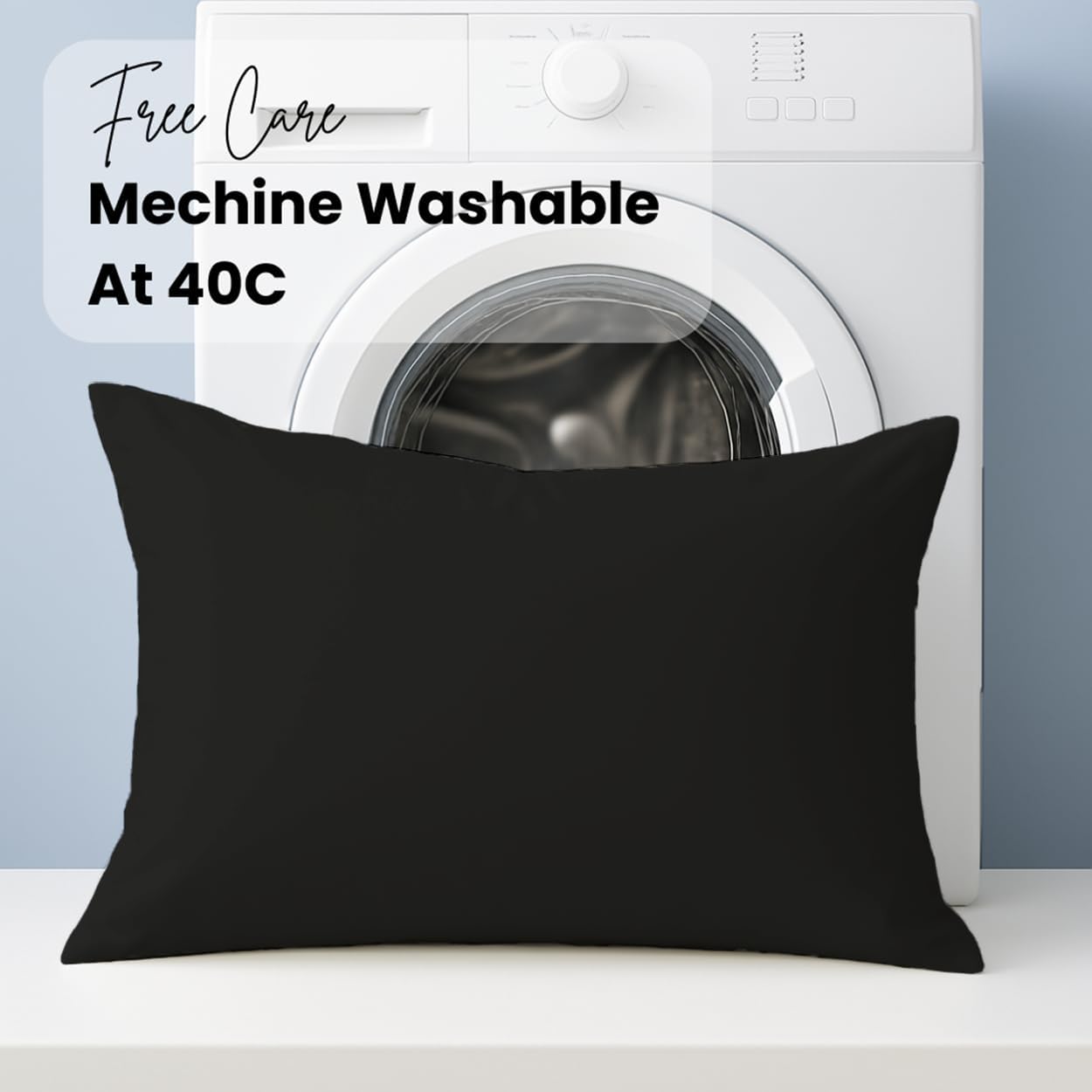 Pillow Cases pack of 2 Black Pillow Covers 50X75CM Hotel Quality Poly Cotton