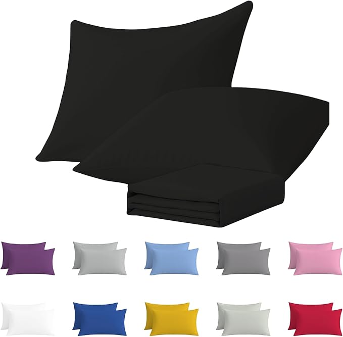 Pillow Cases pack of 2 Black Pillow Covers 50X75CM Hotel Quality Poly Cotton