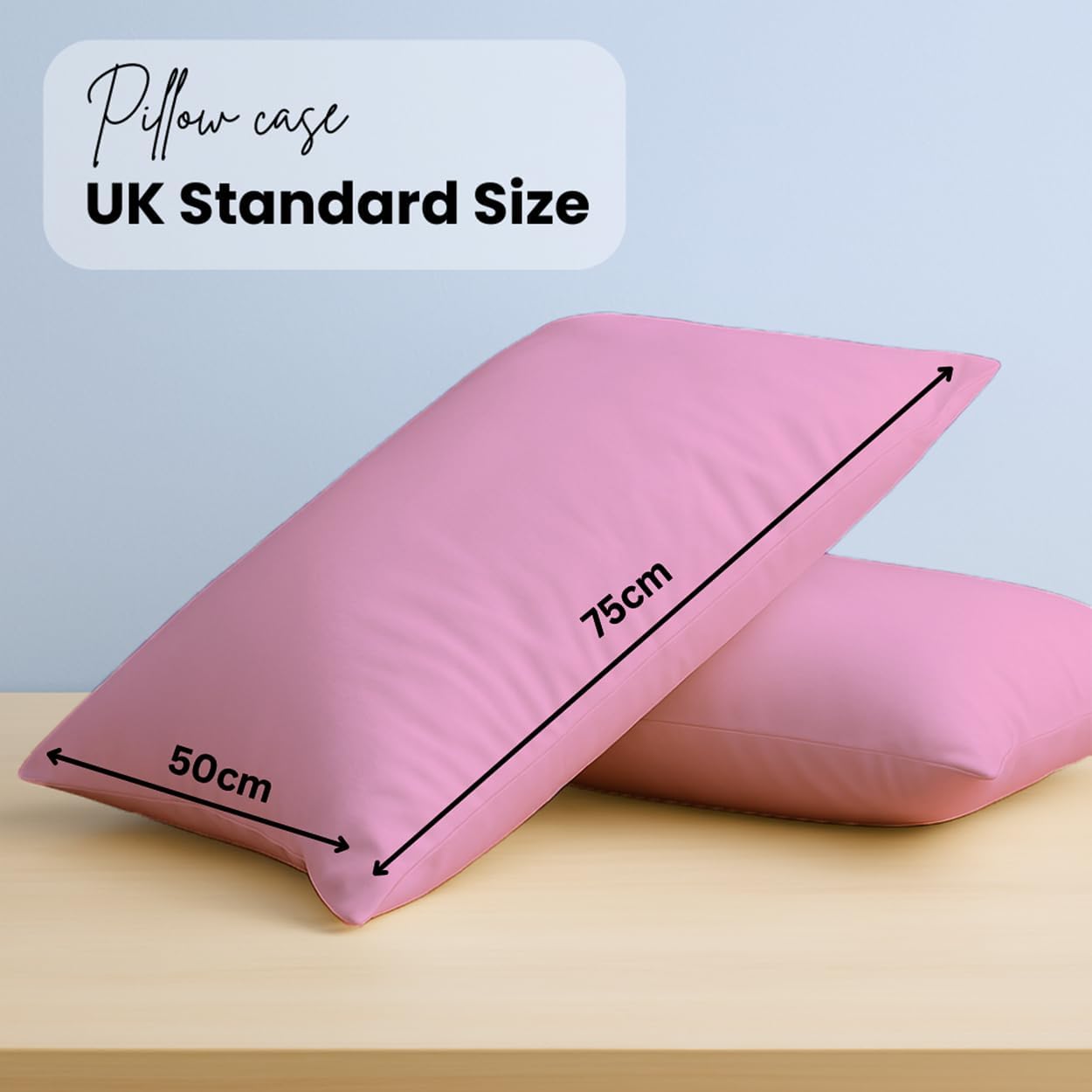 Pillow Cases pack of 2 Black Pillow Covers 50X75CM Hotel Quality Poly Cotton