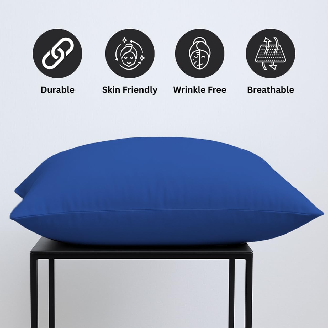 Pillow Cases pack of 2 Black Pillow Covers 50X75CM Hotel Quality Poly Cotton