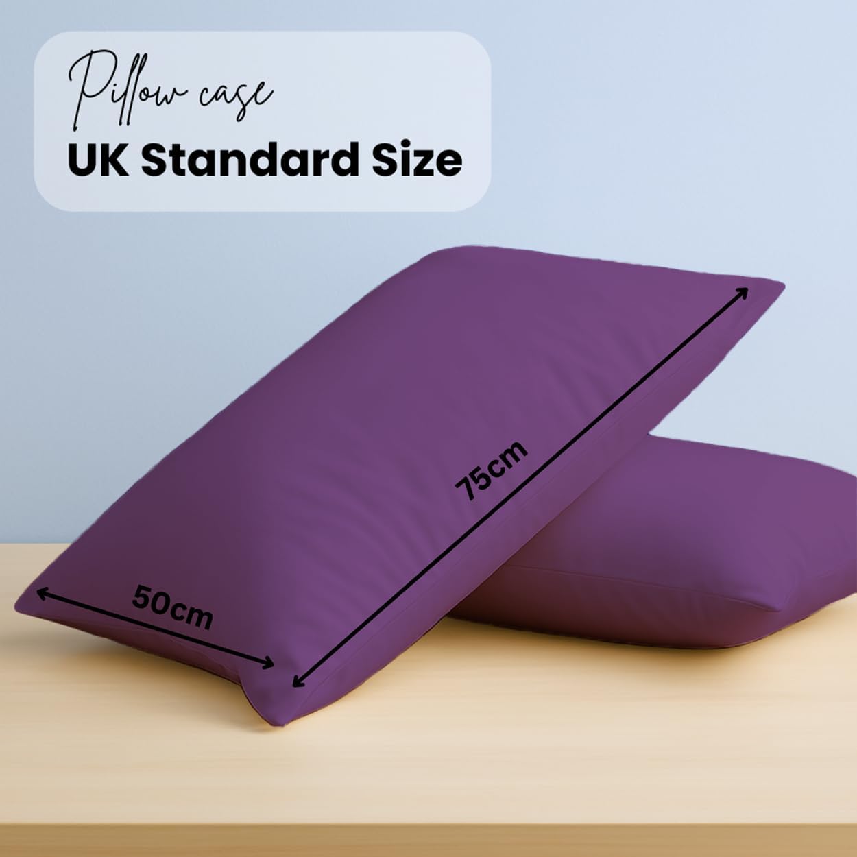 Pillow Cases pack of 2 Black Pillow Covers 50X75CM Hotel Quality Poly Cotton