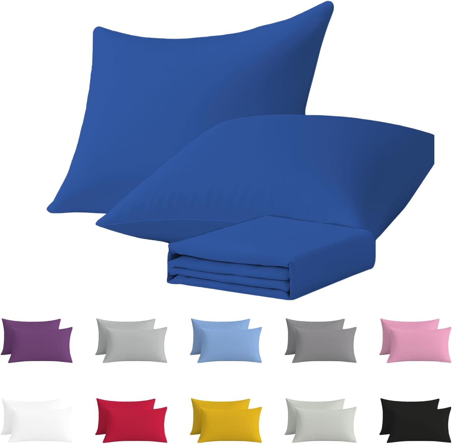 Pillow Cases pack of 2 Black Pillow Covers 50X75CM Hotel Quality Poly Cotton