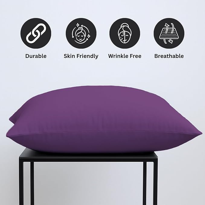 Pillow Cases pack of 2 Black Pillow Covers 50X75CM Hotel Quality Poly Cotton