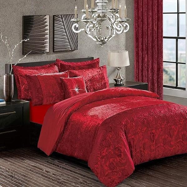 Luxury Crushed Velvet Santiago Duvet Cover Set With Pillow Case