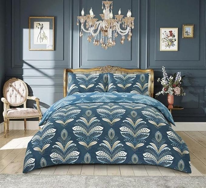 Breathable Microfibre Quilt Duvet Cover Set With Fitted Sheet and Pillow Case – Complete Bedding Set