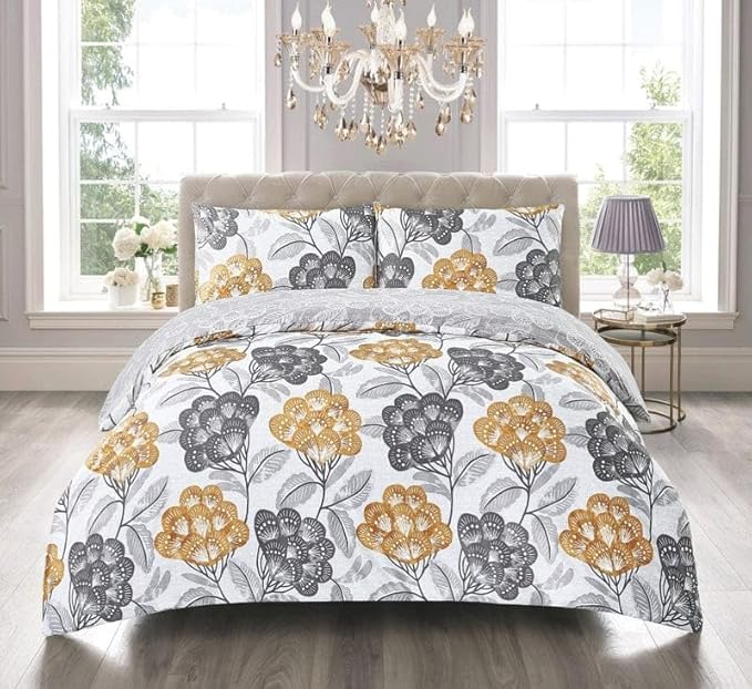 Breathable Microfibre Quilt Duvet Cover Set With Fitted Sheet and Pillow Case – Complete Bedding Set