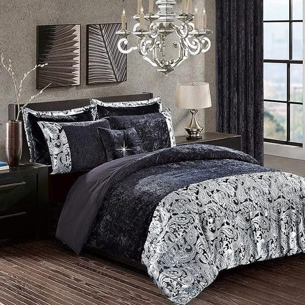Luxury Crushed Velvet Santiago Duvet Cover Set With Pillow Case