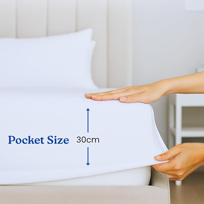 Extra Deep Quilted WATERPROOF Mattress Protector Fitted Bed Cover Anti Allergic