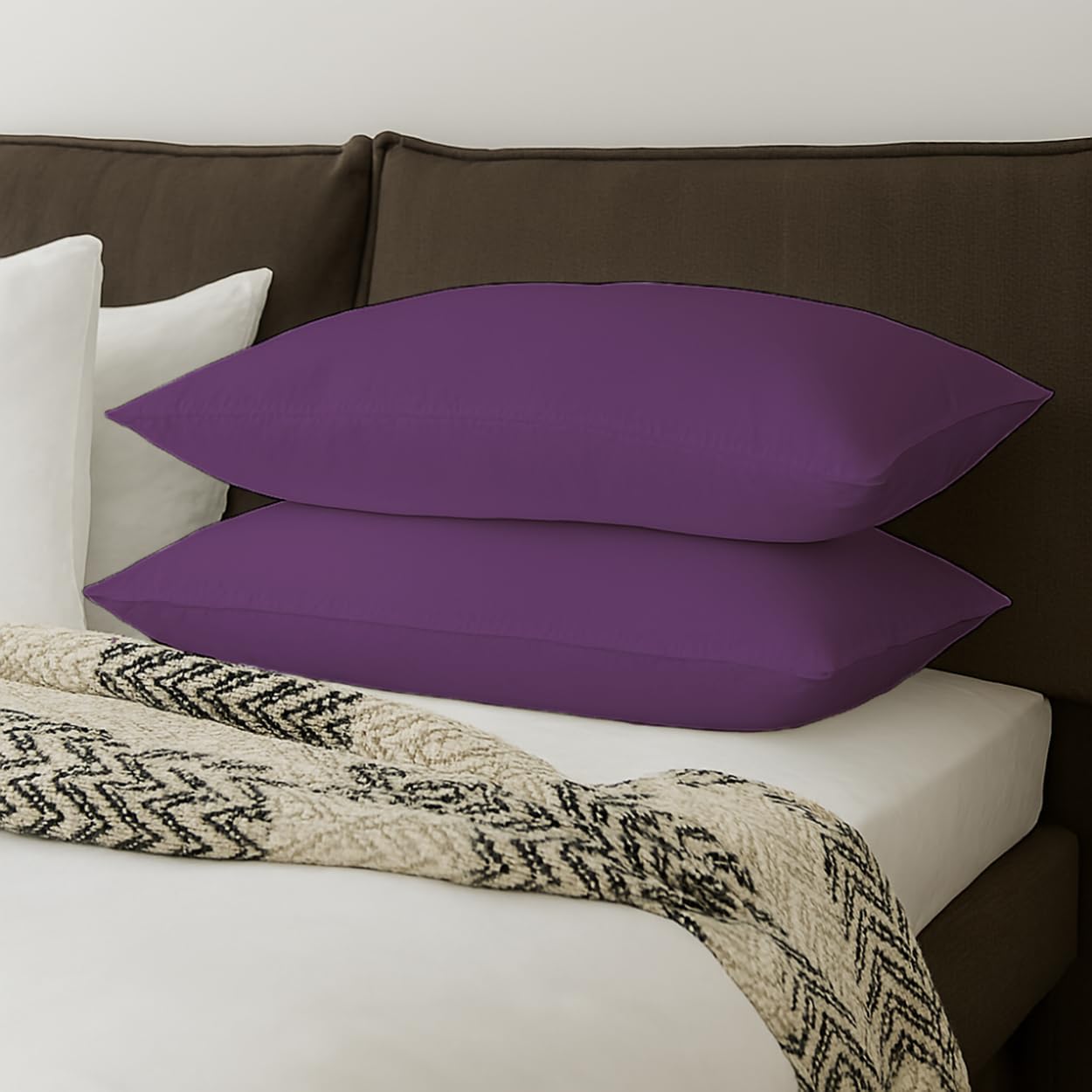 Pillow Cases pack of 2 Black Pillow Covers 50X75CM Hotel Quality Poly Cotton