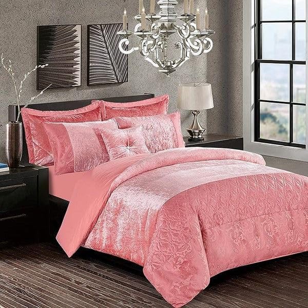 Luxury Crushed Velvet Santiago Duvet Cover Set With Pillow Case