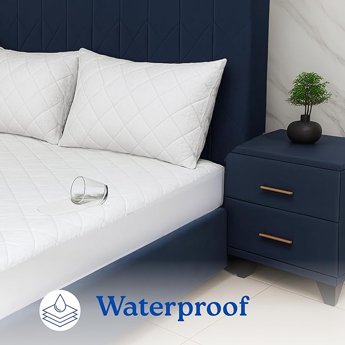 Extra Deep Quilted WATERPROOF Mattress Protector Fitted Bed Cover Anti Allergic