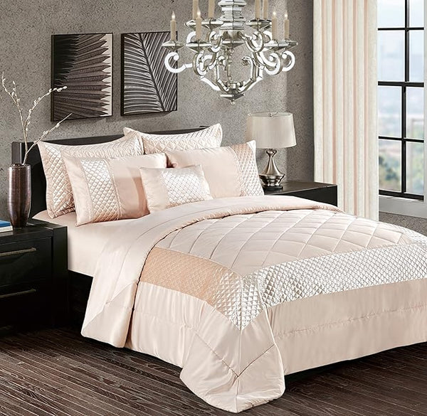 Atlanta Quilted Satin Sequence Design Bedspread Comforter with Pillow Case