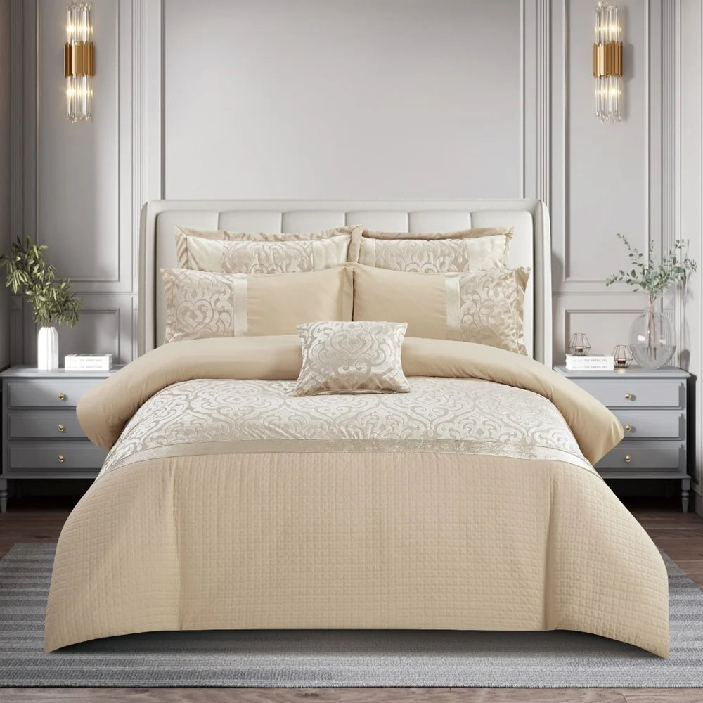 Soft Jacquard Velvet Infinity Duvet Cover Set with pillow case