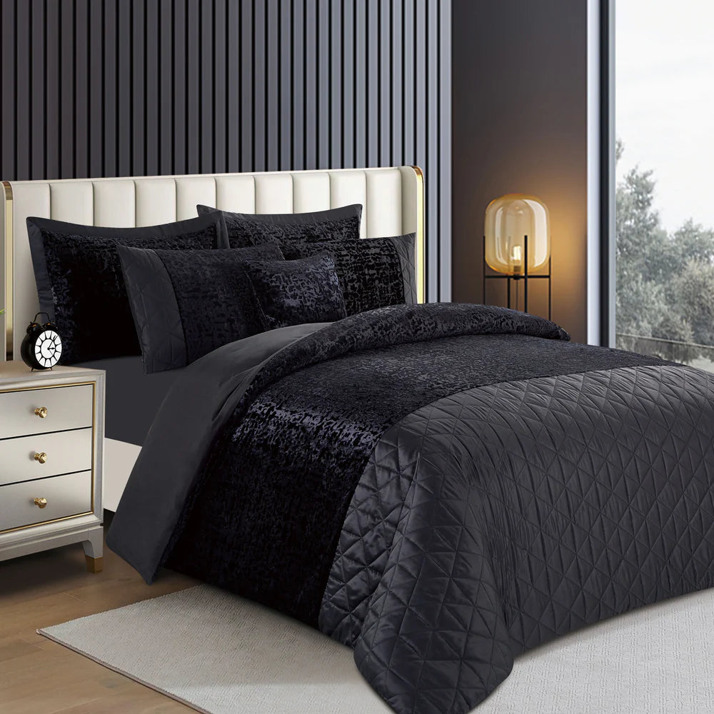 Luxury Crushed Velvet Plush Quilt Duvet Cover Set with pillow case