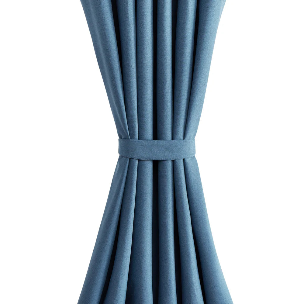 Thermal Insulated Heavy Eyelet Ring Top Blackout Living Room Curtains– Complete Set with 2 Curtain Panels + Tie Bags