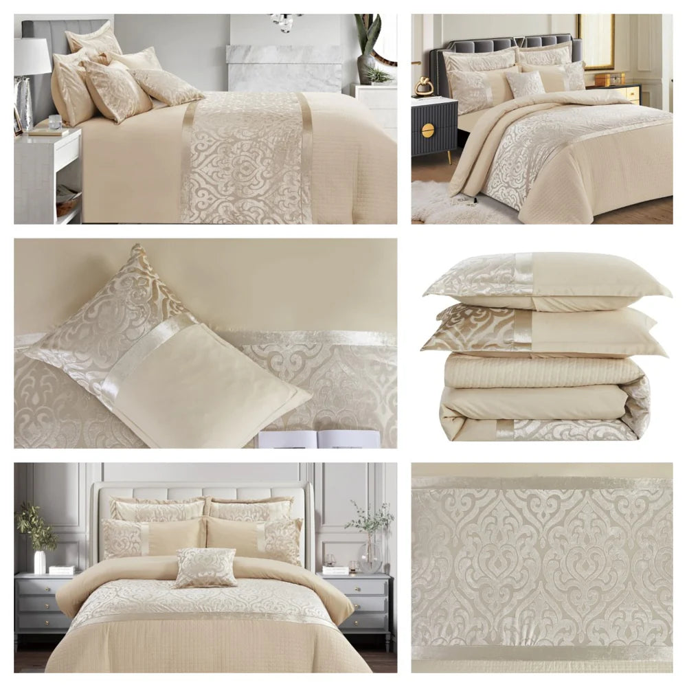 Soft Jacquard Velvet Infinity Duvet Cover Set with pillow case