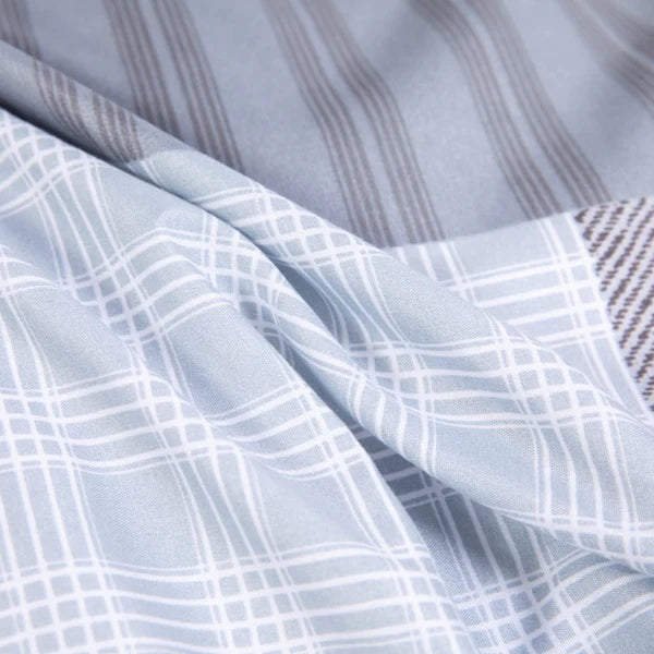 Breathable Microfibre Quilt Duvet Cover Set With Fitted Sheet and Pillow Case – Complete Bedding Set