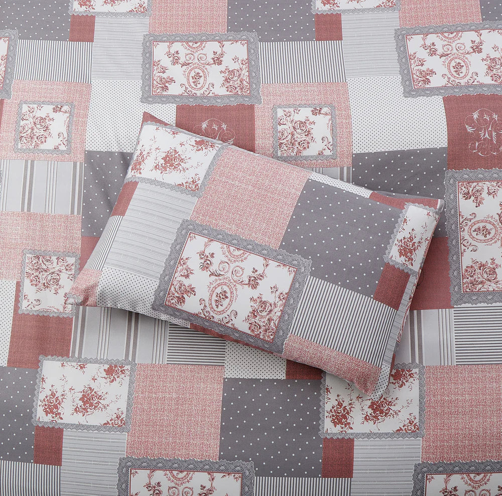 Breathable Microfibre Quilt Duvet Cover Set With Fitted Sheet and Pillow Case – Complete Bedding Set