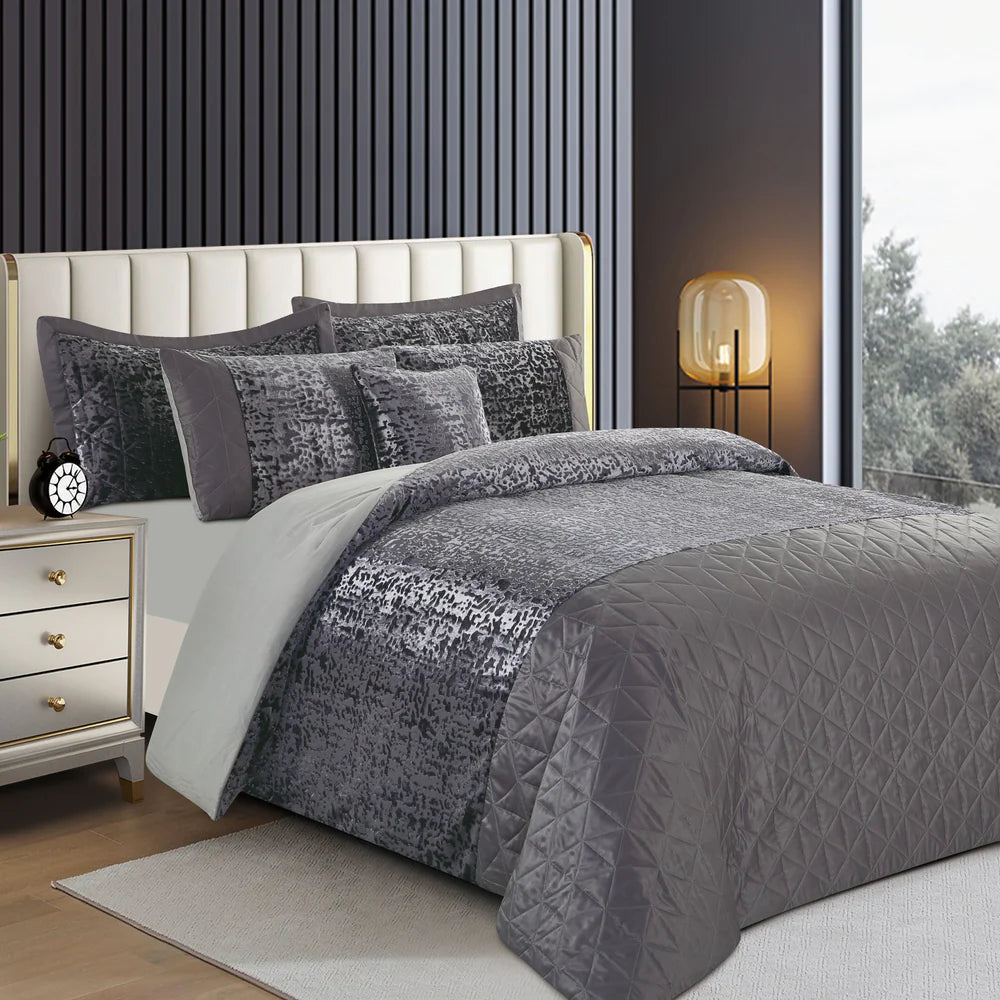 Luxury Crushed Velvet Plush Quilt Duvet Cover Set with pillow case