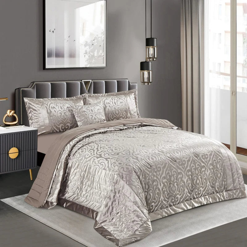 Infinity Jacquard Velvet Bedspread Comforter with Pillow Case