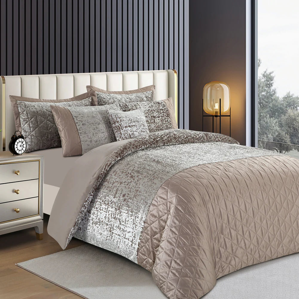 Luxury Crushed Velvet Plush Quilt Duvet Cover Set with pillow case