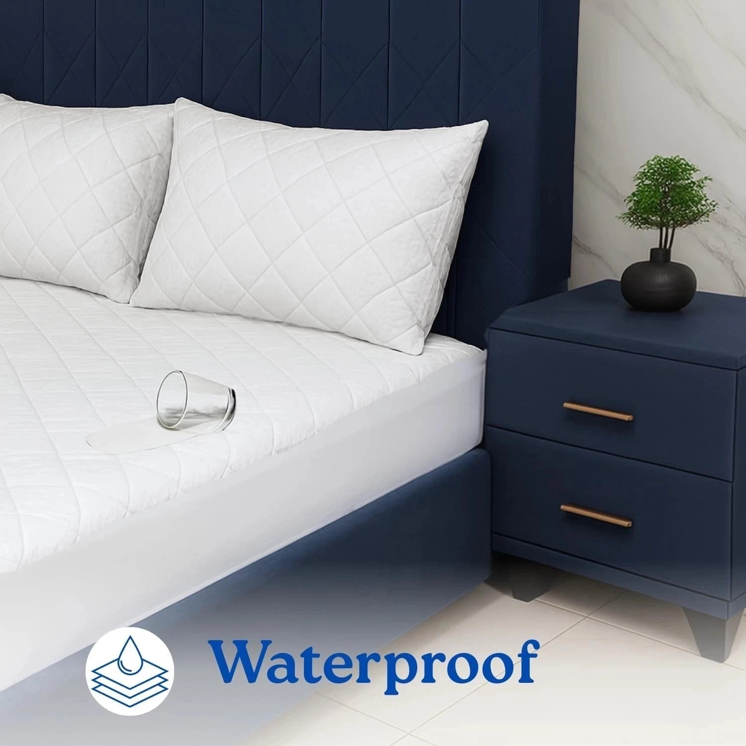 Extra Deep Quilted WATERPROOF Mattress Protector Fitted Bed Cover Anti Allergic