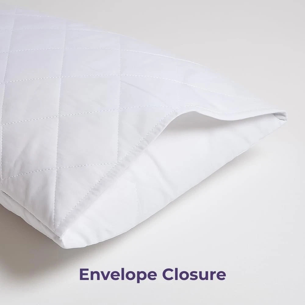 2 x Quilted Pillow Protectors 100% Cotton Breathable Soft Pillow Cover Pair UK