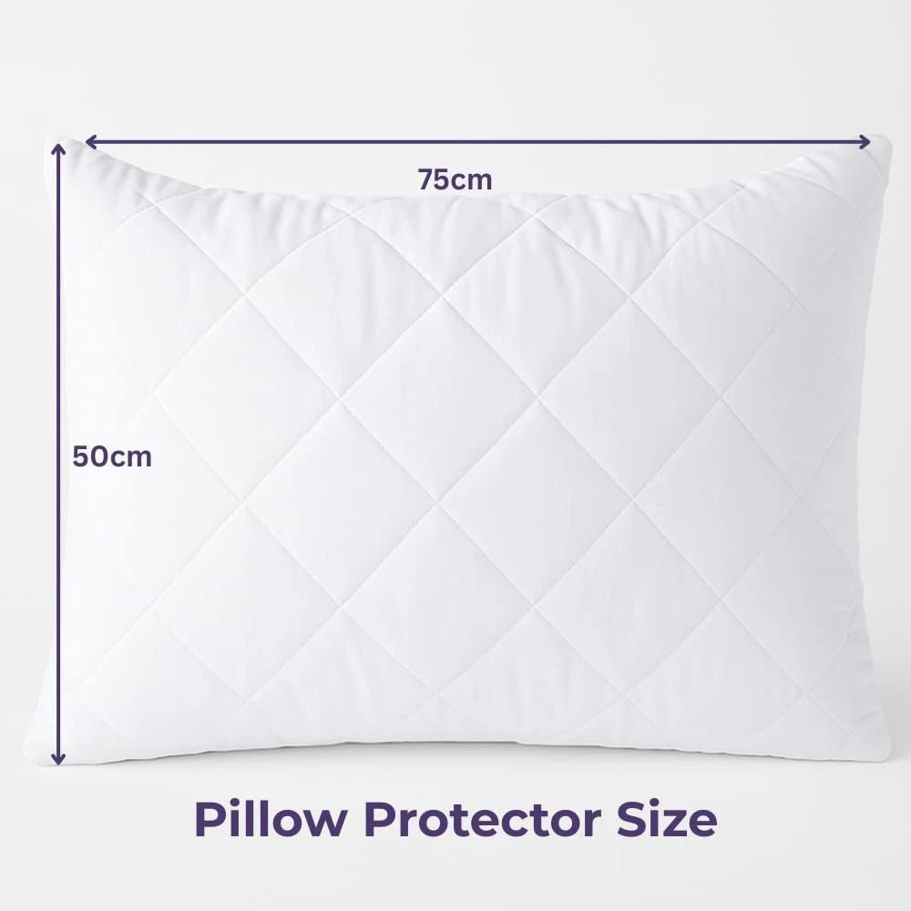 2 x Quilted Pillow Protectors 100% Cotton Breathable Soft Pillow Cover Pair UK
