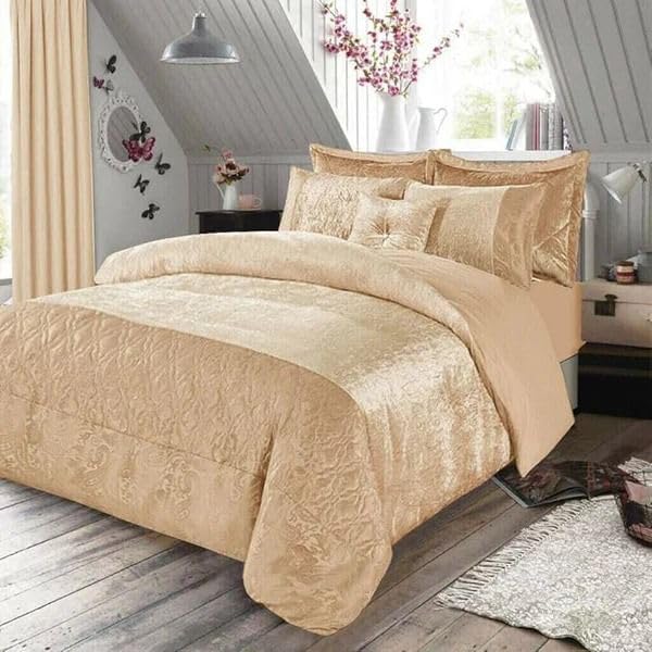 Luxury Crushed Velvet Santiago Duvet Cover Set With Pillow Case