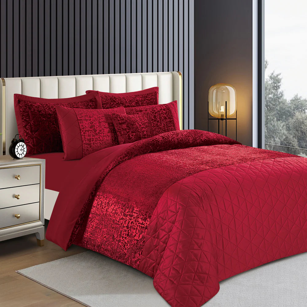 Luxury Crushed Velvet Plush Quilt Duvet Cover Set with pillow case