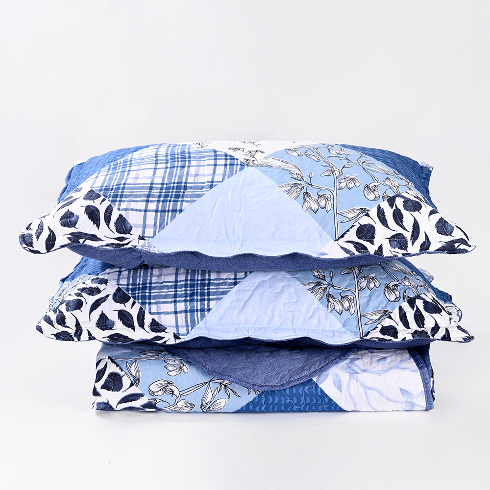 3 Piece Printed Patchwork Bedspread