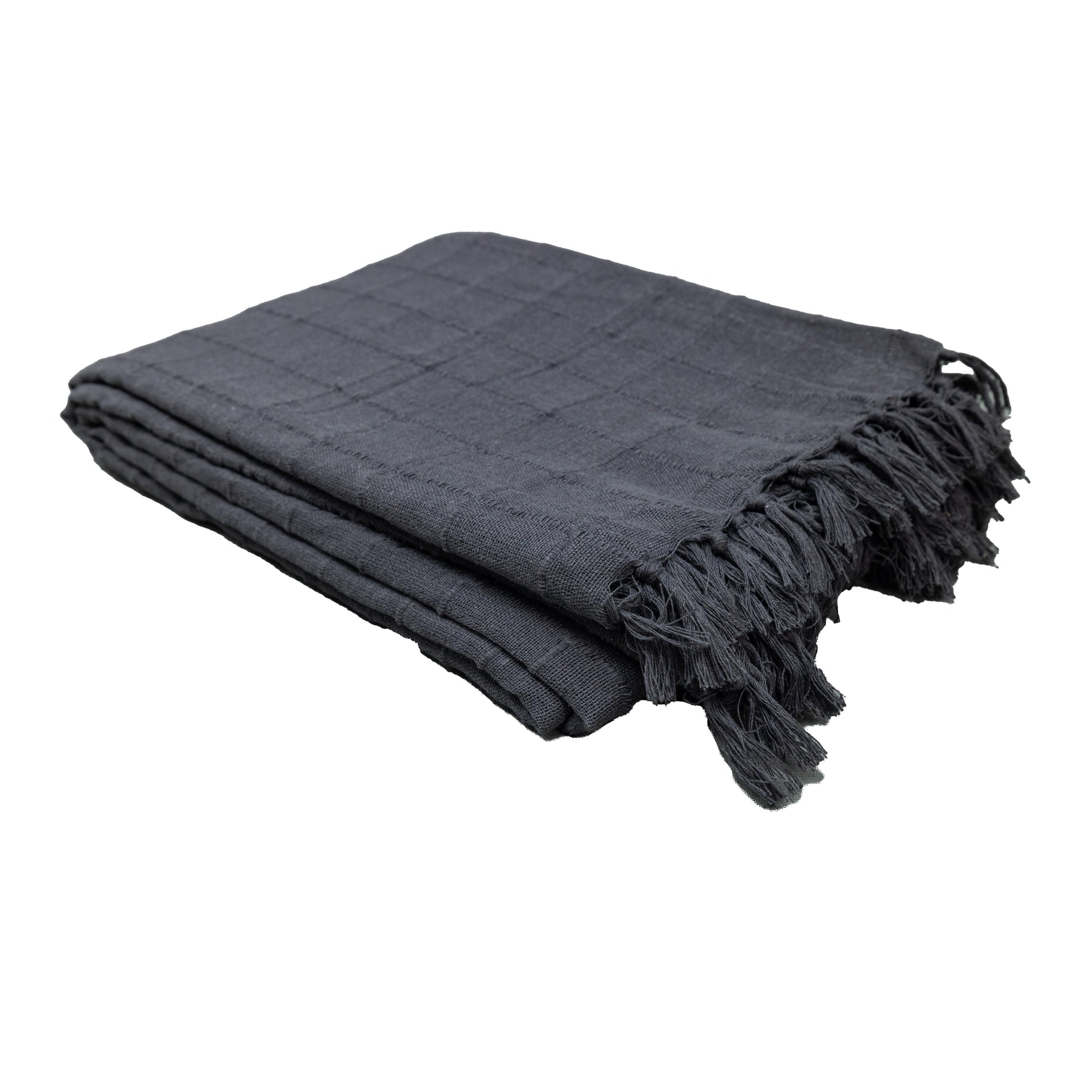 100% Cotton Throw Reversible Dark Grey Blankets (Batten Pattern)