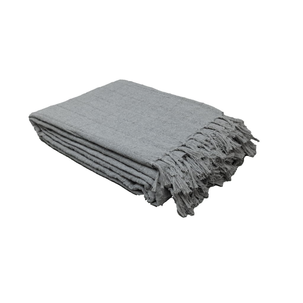 100% Cotton Throw Reversible Silver Blankets (Batten Pattern)