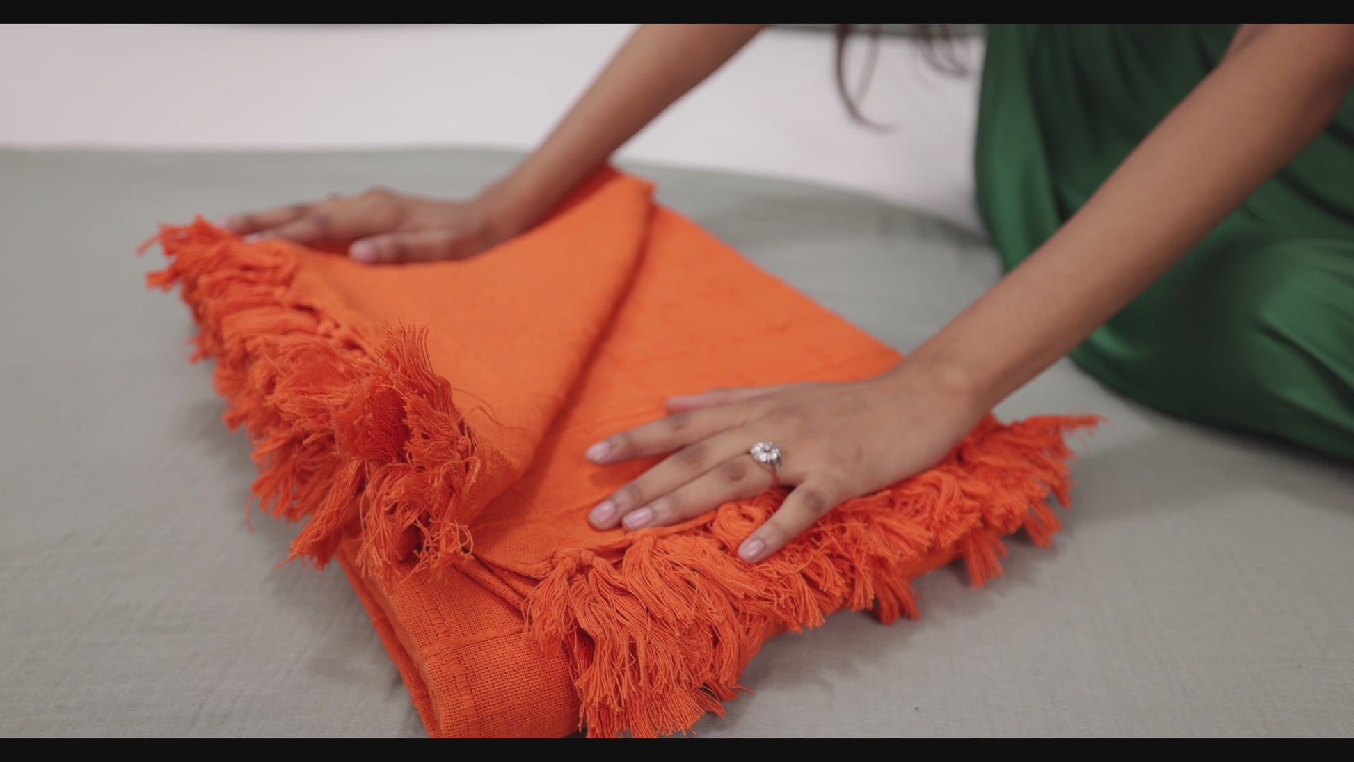 100% Cotton Throw Reversible Orange Blankets (Batten Pattern)